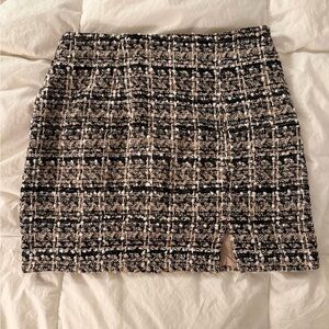 Francesca's Collections Black and Tan Tweed Pencil Skirt